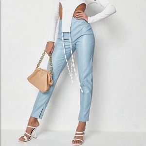 Missguided faux leather split hem leggings